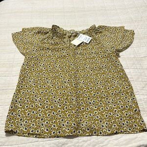 Pleione Mustard Flower Print Blouse